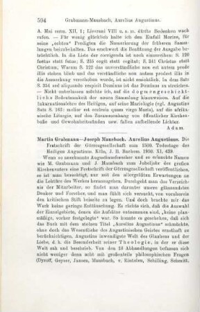 594-600 [Rezension] Aurelius Augustinus