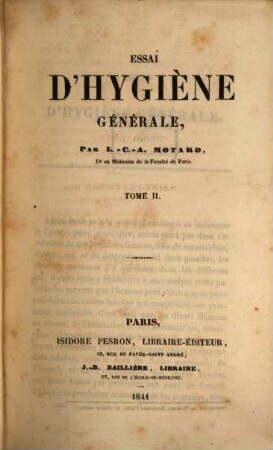 Essai d'hygiène générale, 2