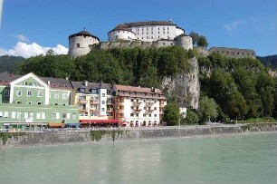 Kufstein - Festungsanlage : Ufer des Inn und Gesamtansicht der Festung Kufstein/Tirol