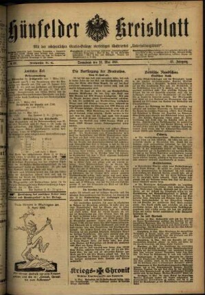 Erste Ausgabe vom Samstag, den 18. Mai 1918.
