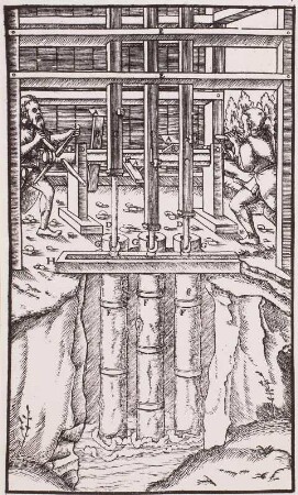 Bergbau im Mittelalter, Wasserpumpen