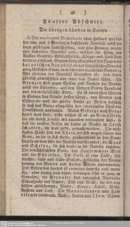 Fünfter [i.e. Vierter] Abschnitt. Die übrigen Länder in Europa