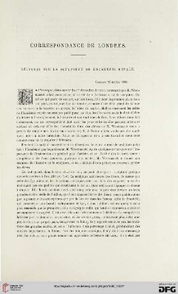 Correspondace de Londres