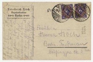Postkarte von Rosa Höch und Friedrich Höch jr. (Danilo) an Hannah Höch. Gotha