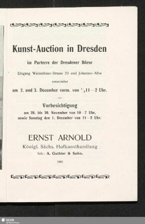 Gemälde neuerer Meister : Kunst-Auction in Dresden am 2. und 3. December 1901 : Ernst Arnold Königl. Sächs. Hofkunsthandlung