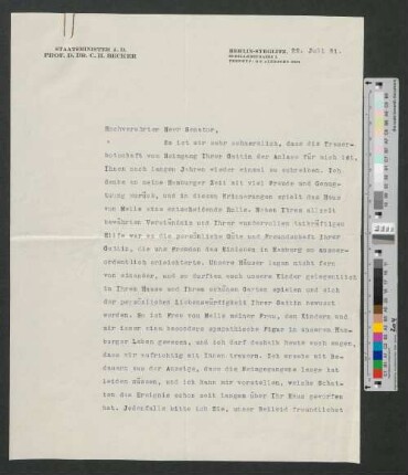 Brief an Werner von Melle