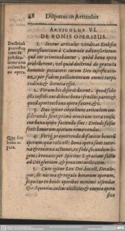 Articulus VI. De Bonis Operibus