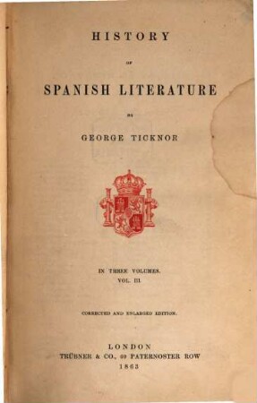 History of Spanish Literature. 3