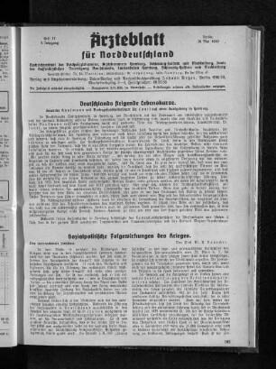 Sozialpolitische Folgewirkungen des Krieges
