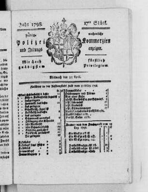 17tes Stück, Ausgabe vom 25. April 1798
