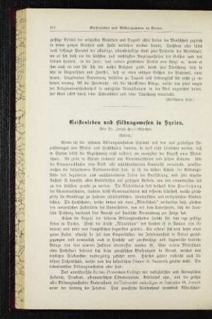 Geistesleben und Bildungswesen in Syrien : (Schluß)