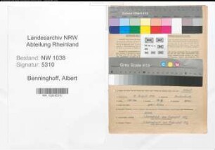 Entnazifizierung Albert Benninghoff , geb. 10.08.1891 (Bahnbeamter)