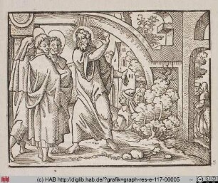 Jesus einer Segensgeste machend mit Jüngern.