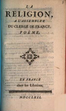 La Religion, A L'Assemblée Du Clergé De France : Poeme