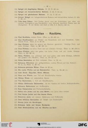 Textilien – Kostüme (Nr. 356-425)