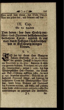 IX. Cap. So da handelt Von denen / [...]
