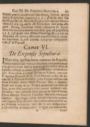 Caput VI. De Expensis Sepulturae.