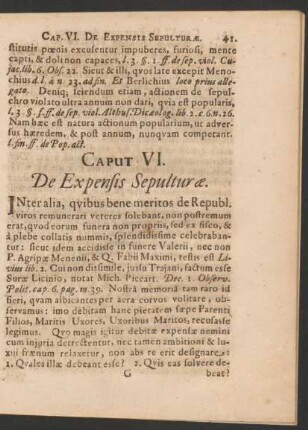 Caput VI. De Expensis Sepulturae.