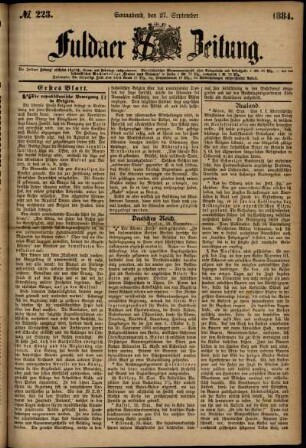 Ausgabe vom Samstag, den 27. September 1884.