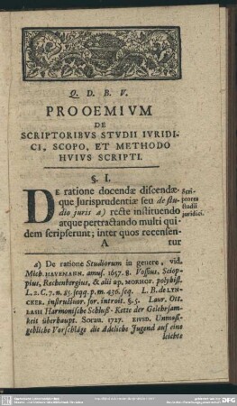 Prooemium De Scriptoribus Studii Iuridici, Scopo, Et Methodo Huius Scripti