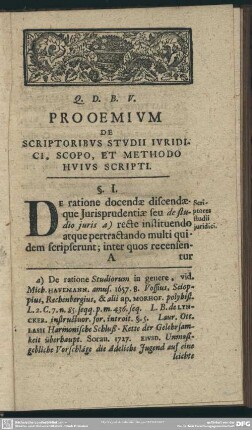 Prooemium De Scriptoribus Studii Iuridici, Scopo, Et Methodo Huius Scripti