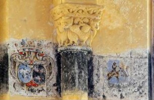 Frankreich. Poitou Charentes. Maritime. Retaud. Eglise Saint Trojan. 12 Jahrhundert. Totenband. Detail