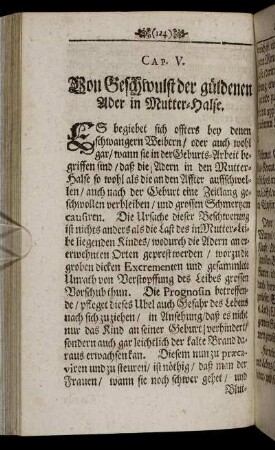 Cap. V. Von Geschwulst der güldenen Ader in Mutter-Halse.