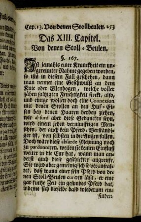 Das XIII. Capitel. Von denen Stoll-Beulen. - Das XIV. Capitel. Von denen flüßigen Füssen oder Maucken.