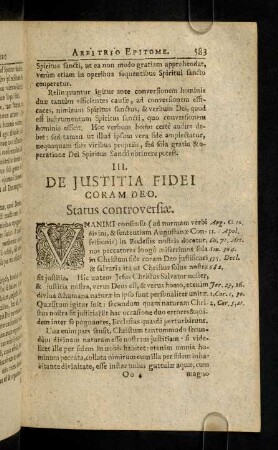 583-587, III. De Justitia Fidei Coram Deo