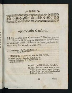 2r, Approbatio Censoris