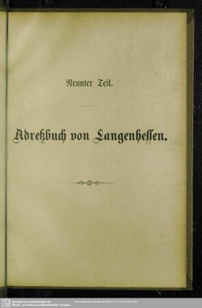 Neunter Teil. Adressbuch von Langenhessen