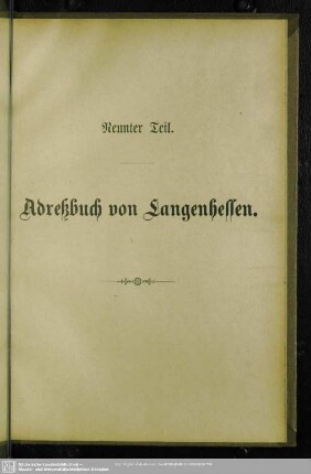 Neunter Teil. Adressbuch von Langenhessen