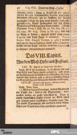 Das VIII. Capitel. Von dem Meß-Opfer und dem Fegfeuer.