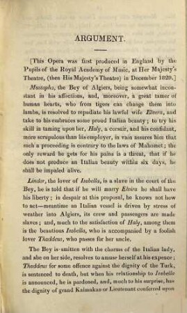 L' Italiana in Algieri : a comic opera ; in two acts ; performed at Her Majesty's Theatre, Haymarket = The Italian in Algiers