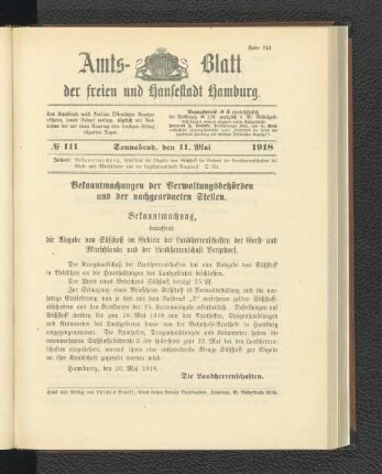 No. 111, 11. Mai 1918