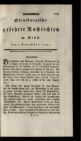 88. Stück, den 3. November, 1784.