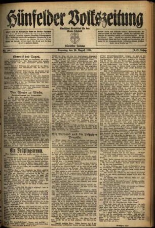 Ausgabe vom Samstag, den 20. August 1921.