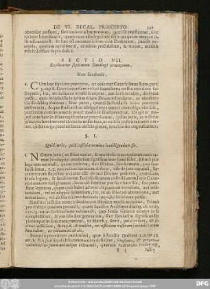 Sectio VII. Explicatur septimum Decalogi praeceptum.