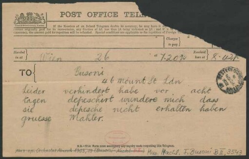 Brief an Ferruccio Busoni : 26.11.1903