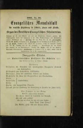 Burggräfin Elisabet : vaterländisches Festspiel für Schulen