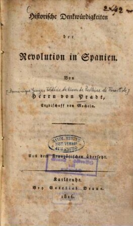 Historische Denkwürdigkeiten der Revolution in Spanien