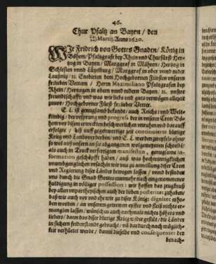 46-49, Chur Pfaltz an Bayrn den 14. Martij, 24. Martij. Anno 1620
