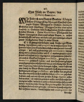 46-49, Chur Pfaltz an Bayrn den 14. Martij, 24. Martij. Anno 1620