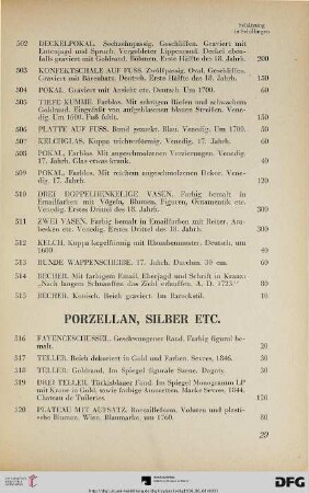 Porzellan, Silber etc. (Nr. 516-603)