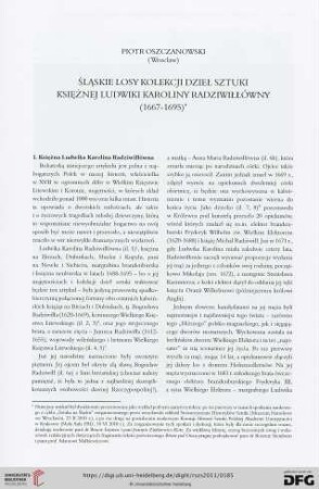 Śląskie losy kolekcji dzieł sztuki księżnej Ludwiki Karoliny Radziwiłłówny : (1667-1695)