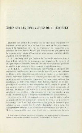 Notes sur les observations de M. Leszynsky
