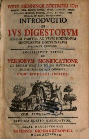 Introductio in ius digestorum : Acc. Tituli de verb. significatione