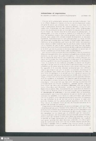 mécanisme et expression : les caractères essentiels et la valeur de la photographie