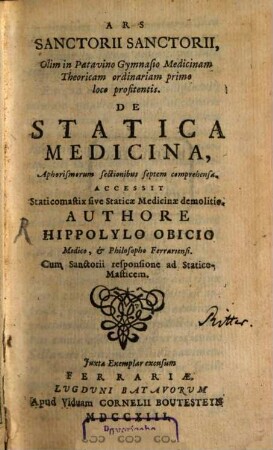De statica medicina