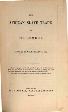 The African Slave Trade and its Remedy